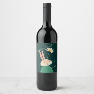 Etiqueta Para Botella De Vino conejo personalizado, El día de San Valentín