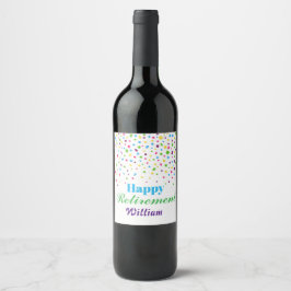 Etiqueta Para Botella De Vino Confeti Colorido Personalizado Feliz Jubilación
