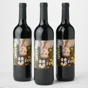 Etiqueta Para Botella De Vino Congrats Grad Photo Date Graduación Guión moderno
