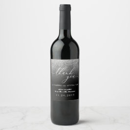 Etiqueta Para Botella De Vino Conjunto de boda agradecimiento minimalista brillo