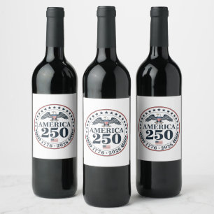 Etiqueta Para Botella De Vino Conmemorativo Oficial del 250 Aniversario de Améri