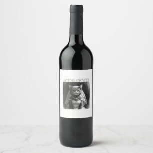 Etiqueta Para Botella De Vino Consiguiendo Meowied – Diseño Divertido de Despedi