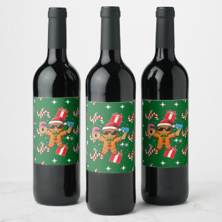 Etiqueta Para Botella De Vino Cool Gingerbread 67 — Holiday Ice‑Cream Numbers