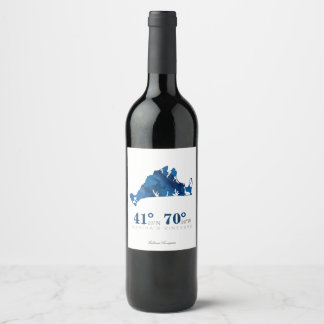 Etiqueta Para Botella De Vino Coordenadas del mapa del viñedo de Marthas de colo