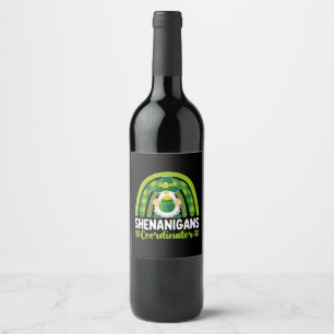 Etiqueta Para Botella De Vino Coordinador de Shenanigans Gnomes St Patrick's Day