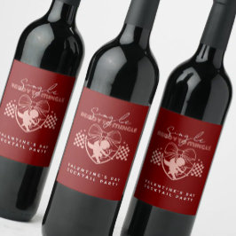 Etiqueta Para Botella De Vino Copa de San Valentín Roja Soltera Lista para Enred