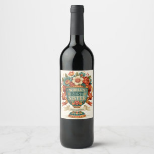 Etiqueta Para Botella De Vino Copa de Trofeo Ornamental "Mejor Hermana" con Nomb