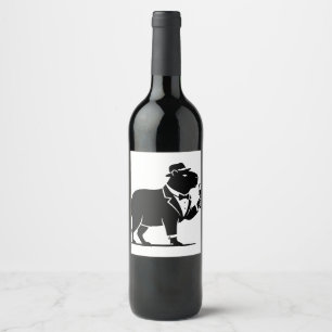 Etiqueta Para Botella De Vino Copa de vino divertida de capybara minimalista mod