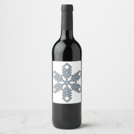Etiqueta Para Botella De Vino Copo de Nieve Brillante - Ramas Azul Bebé