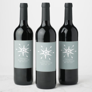 Etiqueta Para Botella De Vino Copo de nieve de Navidad de invierno