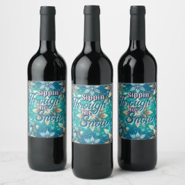 Etiqueta Para Botella De Vino Copo de Nieve Invernal