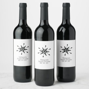 Etiqueta Para Botella De Vino Copo de Nieve Negro Simple Navidad de Invierno