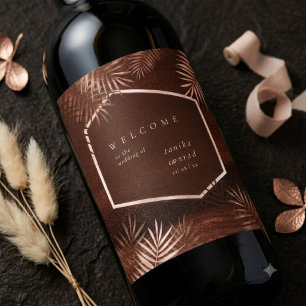 Etiqueta Para Botella De Vino Copper Sunset Boda Bienvenida ID1323