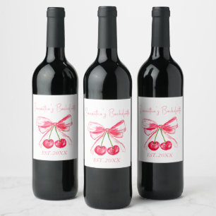 Etiqueta Para Botella De Vino Coquette Pink Bow Bachelorette
