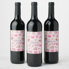 Etiqueta Para Botella De Vino Coquette Vintage Personalizada Monograma