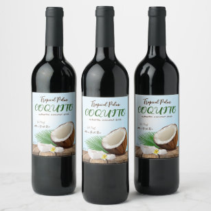 Etiqueta Para Botella De Vino Coquito coco tropical