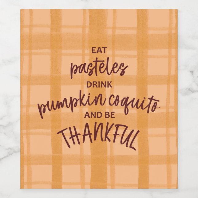 Etiqueta Para Botella De Vino Coquito de Acción de Gracias (Etiqueta única)