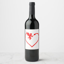 Etiqueta Para Botella De Vino Corazón con cupido regalo para usted