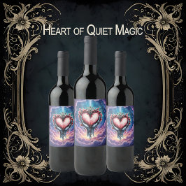 Etiqueta Para Botella De Vino Corazón de Magia Silenciosa