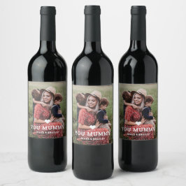 Etiqueta Para Botella De Vino Corazón lindo te ama mamá foto del Día de la Madre
