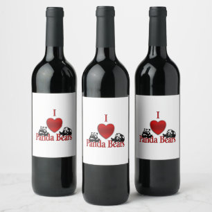 Etiqueta Para Botella De Vino Corazón Panda Bears