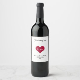Etiqueta Para Botella De Vino Corazón rojo