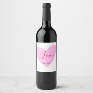 Etiqueta Para Botella De Vino Corazón rosa amor feliz día de San Valentín texto