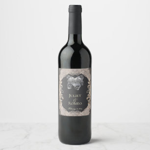 Etiqueta Para Botella De Vino Corazón Rústico & Encaje