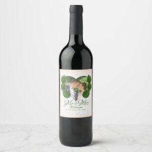 Etiqueta Para Botella De Vino Corazón Tallado Corteza de Abedul con Hojas