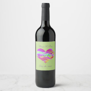 Etiqueta Para Botella De Vino Corazón Verde Rosa