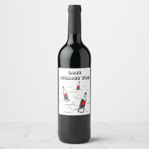 Etiqueta Para Botella De Vino Corazones con el amor rojo blanco negro moderno
