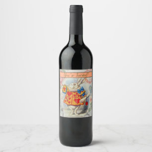 Etiqueta Para Botella De Vino Corazones de Conejo Blanco Alice Clásico