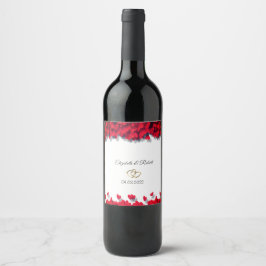 Etiqueta Para Botella De Vino Corazones Rojos Elegantes