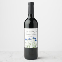 Etiqueta Para Botella De Vino Cornflowers Wildflowers Flores Boda de acuarela