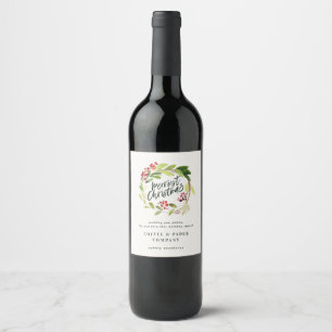 Etiqueta Para Botella De Vino Corona botánica corporativa moderna feliz navidad