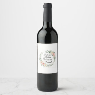 Etiqueta Para Botella De Vino Corona botánica romántica regalo de cita del Día d