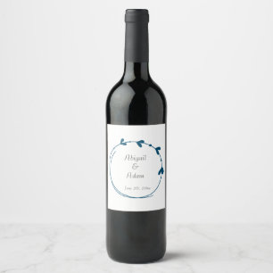Etiqueta Para Botella De Vino Corona de Corazón Simple Azul Turquesa Boda