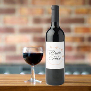 Etiqueta Para Botella De Vino Corona de corazón simple de melocotón de la tribu