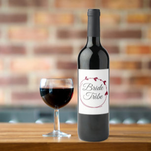 Etiqueta Para Botella De Vino Corona de Corazón Simple Rojo Arándano de la Tribu