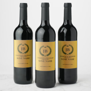 Etiqueta Para Botella De Vino Corona de laurel negra fondo en negrita