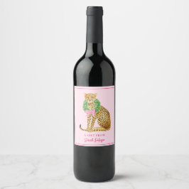 Etiqueta Para Botella De Vino Corona de Navidad Leopardo