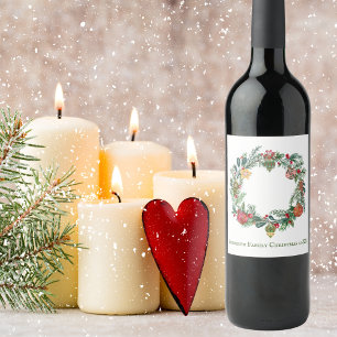 Etiqueta Para Botella De Vino Corona de Navidad Retro Vintage y Adornos Personal