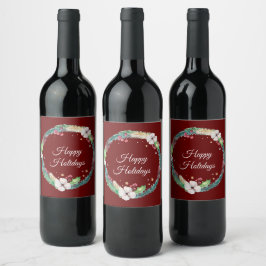 Etiqueta Para Botella De Vino Corona de vacaciones boho bonita