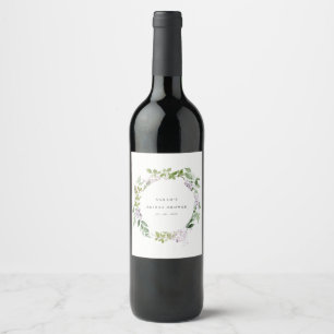 Etiqueta Para Botella De Vino Corona floral de lila Jardín de Cottage Despedida