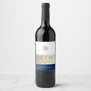 Etiqueta Para Botella De Vino CORPORATE ANIVERSARIO elegante de la marina de neg