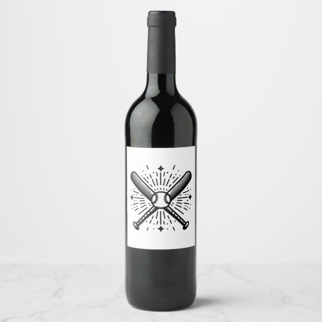 Etiqueta Para Botella De Vino cosecha de béisbol (Anverso)