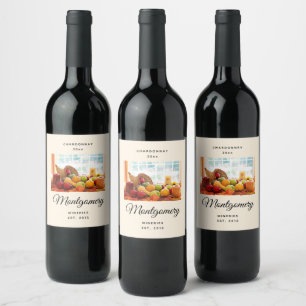 Etiqueta Para Botella De Vino Cosecha de Cuerno de la Abundancia Mesa de Acción 