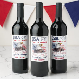 Etiqueta Para Botella De Vino Costumbre Patriótica de EE. UU. 250º Aniversario d
