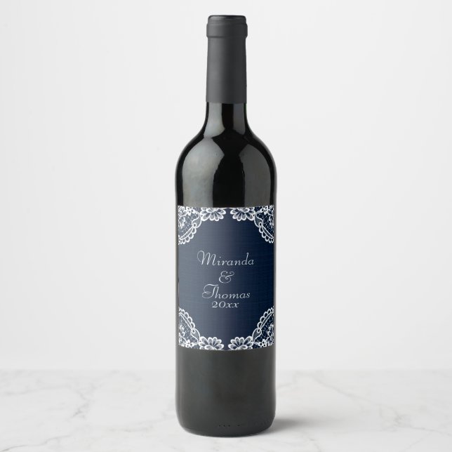 Etiqueta Para Botella De Vino Country Lace & Denim (Anverso)