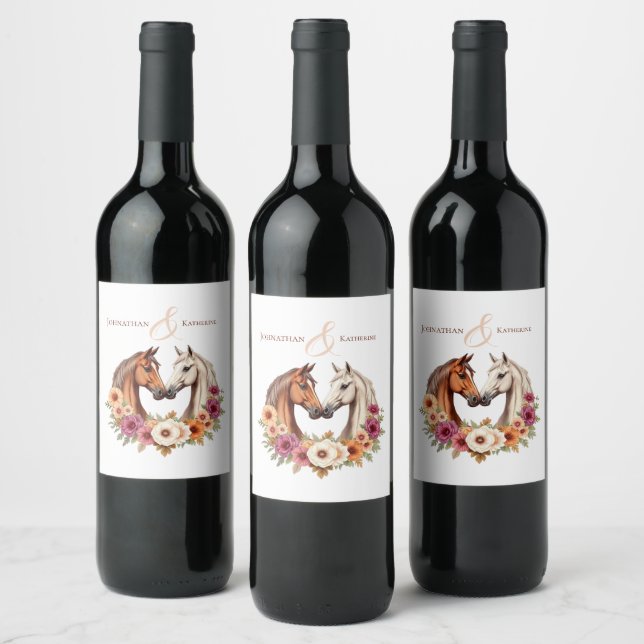 Etiqueta Para Botella De Vino Country Western Horses (Botellas)